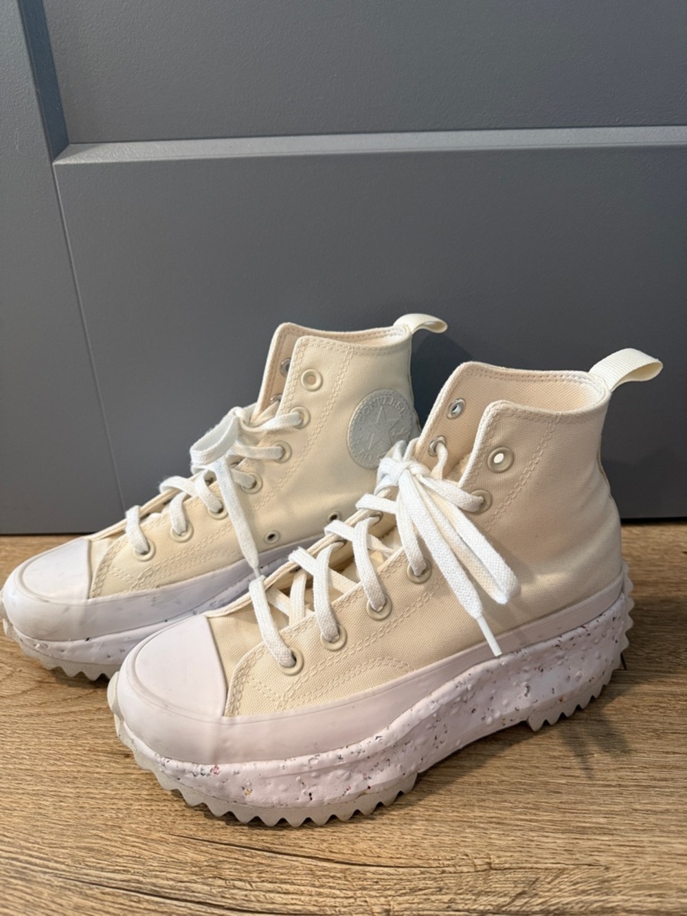 Run Star Hike Crater High Platform Sneaker in "Egret"